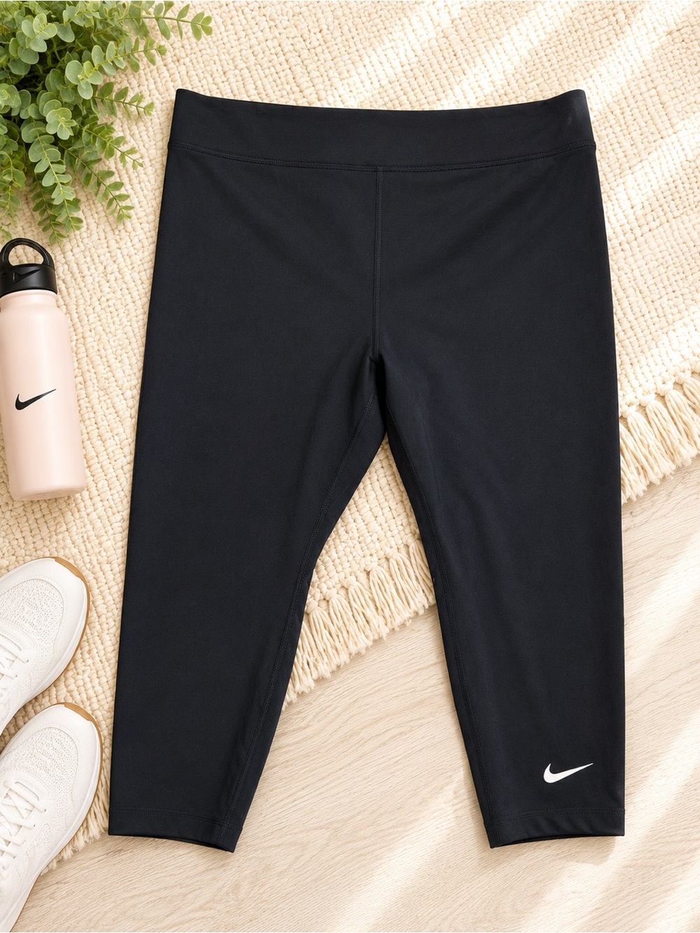Nike Black Capri Leggings with White Swoosh